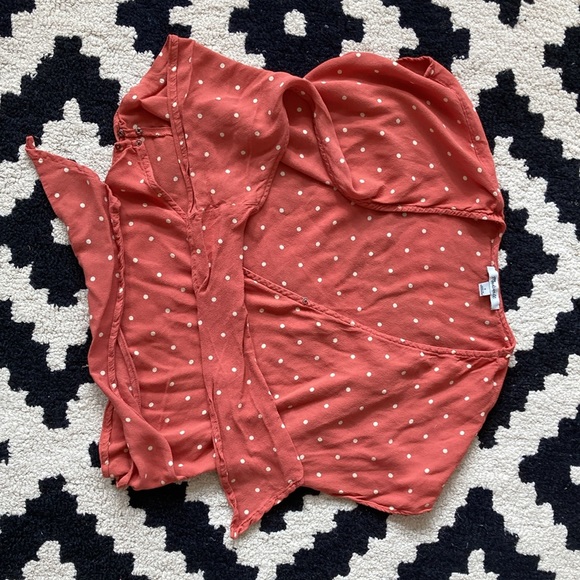 Madewell small orange dot wrap top - Picture 6 of 8